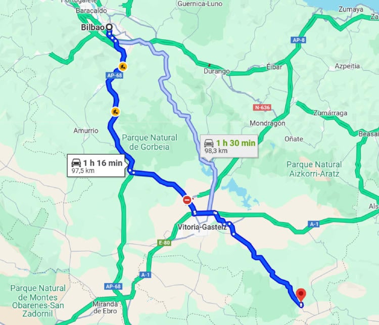 Ruta coche Bilbao Bilbo Antoñana Ruta coche Bilbao Bilbo Antoñana