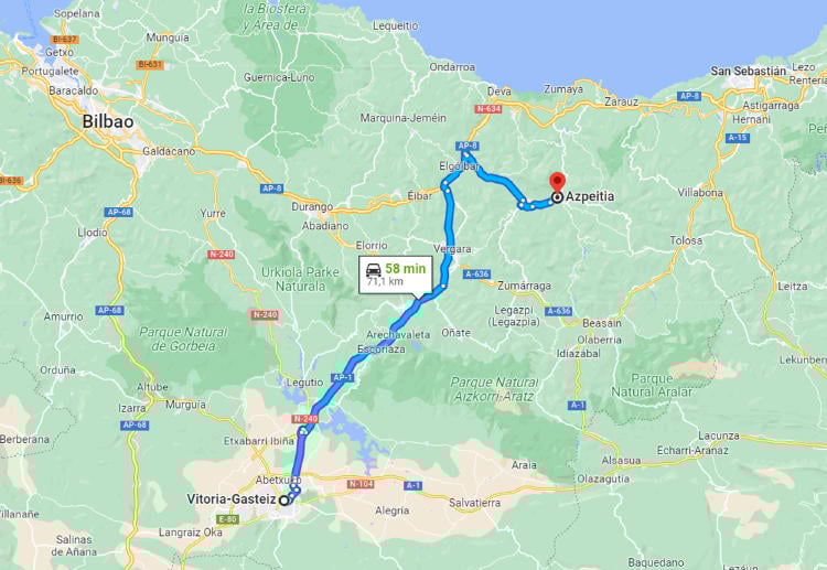 A Azpeitia desde Vitoria A Azpeitia desde Vitoria