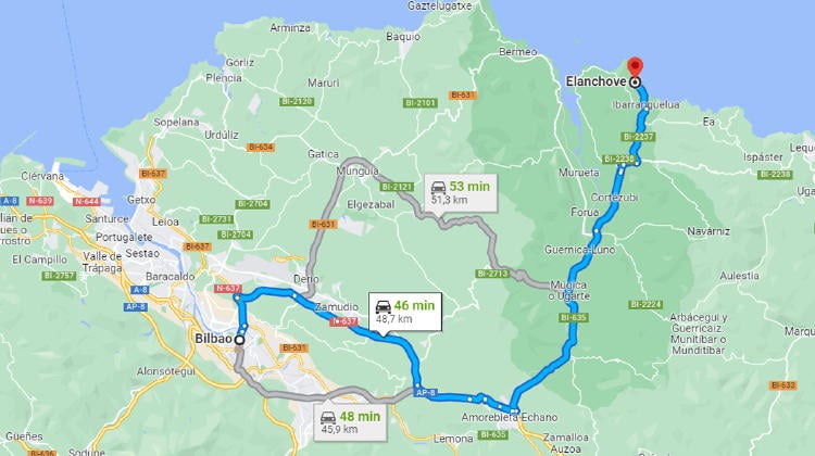 Bilbao Elantxobe en coche Bilbao Elantxobe en coche