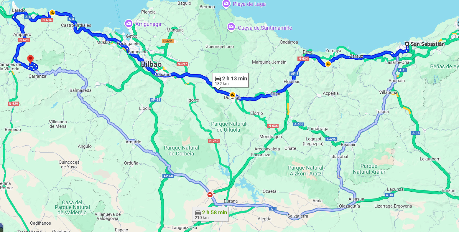 ruta San Sebastián Donosti DOnostia coche cuevas de pozalagua