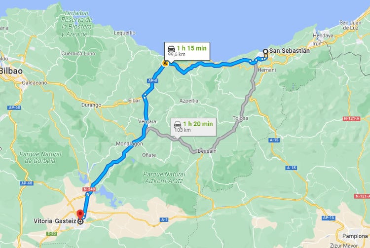 San Sebasti谩n Vitoria en coche San Sebasti谩n Vitoria en coche