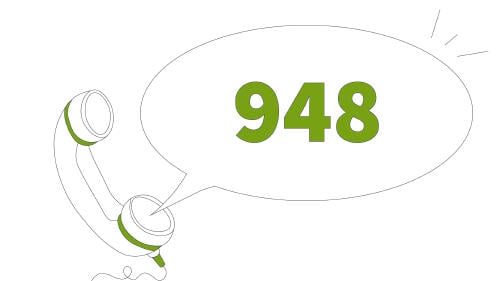 1500 Imagen con un teléfono fijo y el prefijo 948