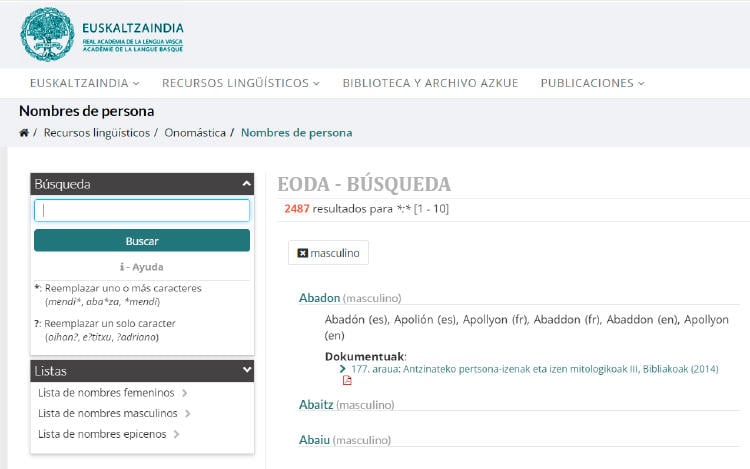 nomenclátor Euskaltzaindia nomenclátor Euskaltzaindia