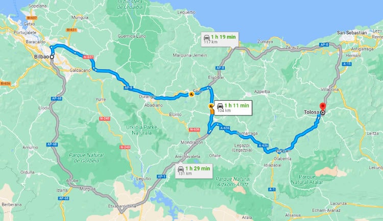 De Bilbao a Tolosa De Bilbao a Tolosa