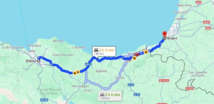 Bilbao a Bidart Bilbao a Bidart